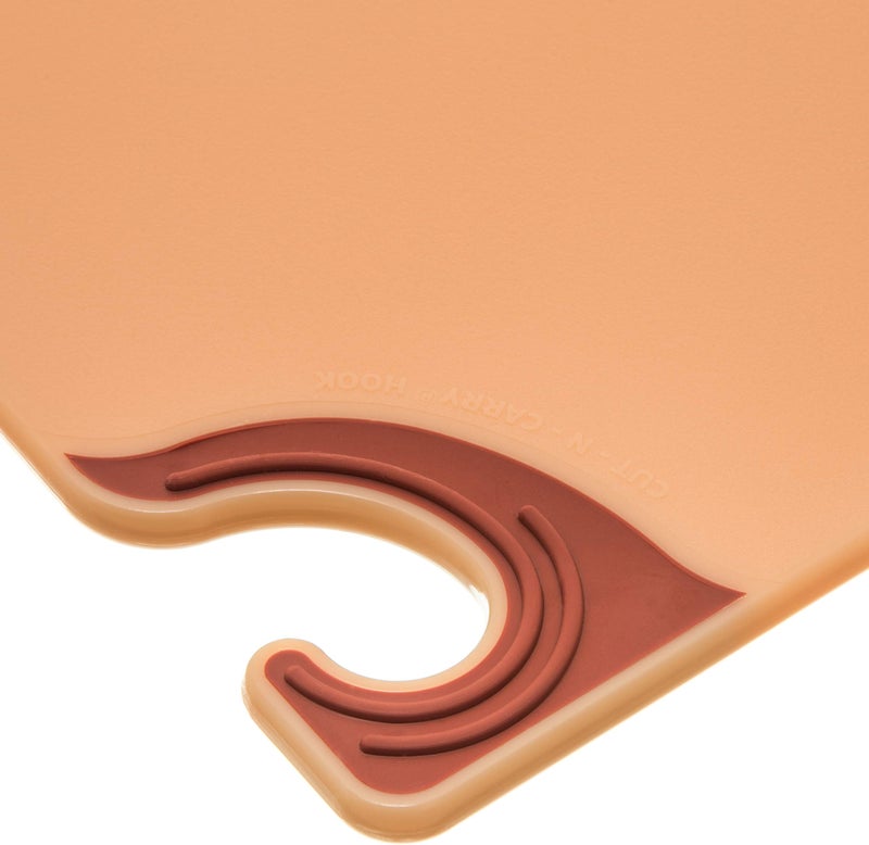 San Jamar Saf-T-Grip Plastic Cutting Board with Safety Hook  9"" x 12"" x 0.375""  Brown - Image 3
